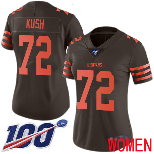 Cleveland Browns Eric Kush Women Brown Limited Jersey 72 NFL Football 100th Season Rush Vapor Untouchable